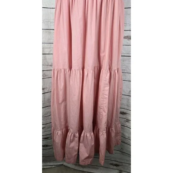 Abercrombie & Fitch Easy Maxi Smocked Dress XXL Tiered Pink Rose Quartz Boho - Picture 4 of 8